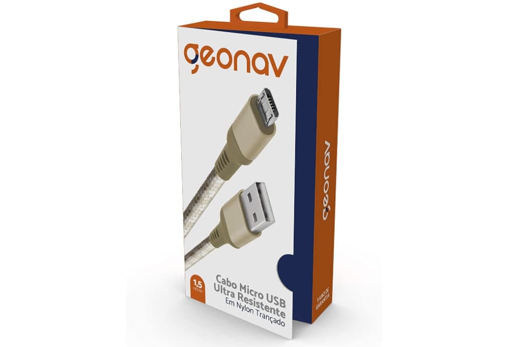 Cabo Micro USB, nylon trançado, para dispositivo Android e acessórios ,1.5MT, Golden (Dourado), MIC15G, Geonav na Amazon