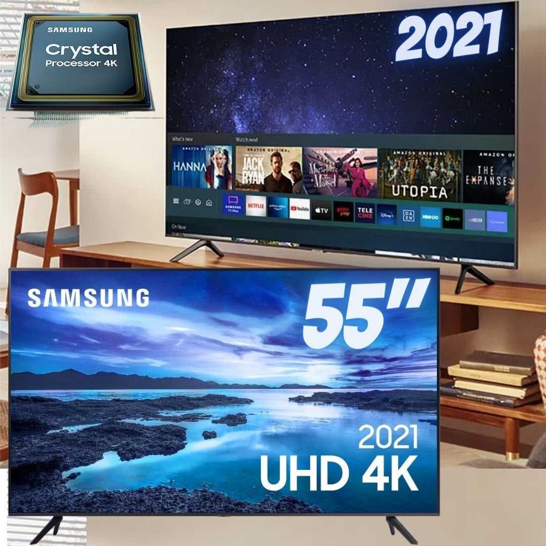 SMART TV 55″ SAMSUNG UN55AU7700 CRYSTAL UHD 4K 3HDMI 1USB CINZA na Amazon
