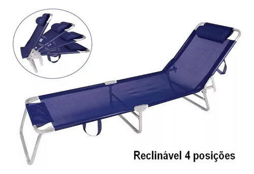 Cadeira Espreguiçadeira Mor Azul Marinho Alumínio na Amazon