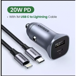 Carregador Veicular USB-C QC4.0 PD3.0 + Cabo C-Lightning 1m - Ugreen na Aliexpress