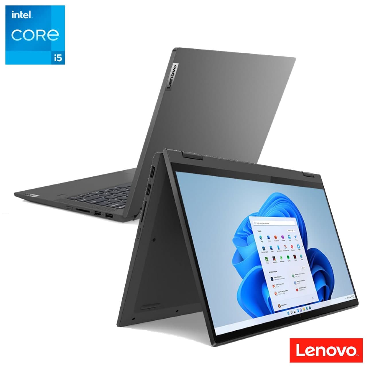 Notebook 2 em 1 Lenovo,Intel Core i5 1135G7,8GB,256GB SSD, Tela 14″,Placa Vídeo Intel Iris Xe,IdeaPad Flex 5i-82LT0005BR na Fastshop