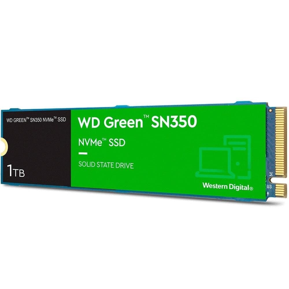 SSD WD Green SN350 1T, M.2 2280, PCIe, NVMe, Leitura: 3200MB/s, Gravação: 900MB/s, Verde – WDS100T3G0C na KaBuM!