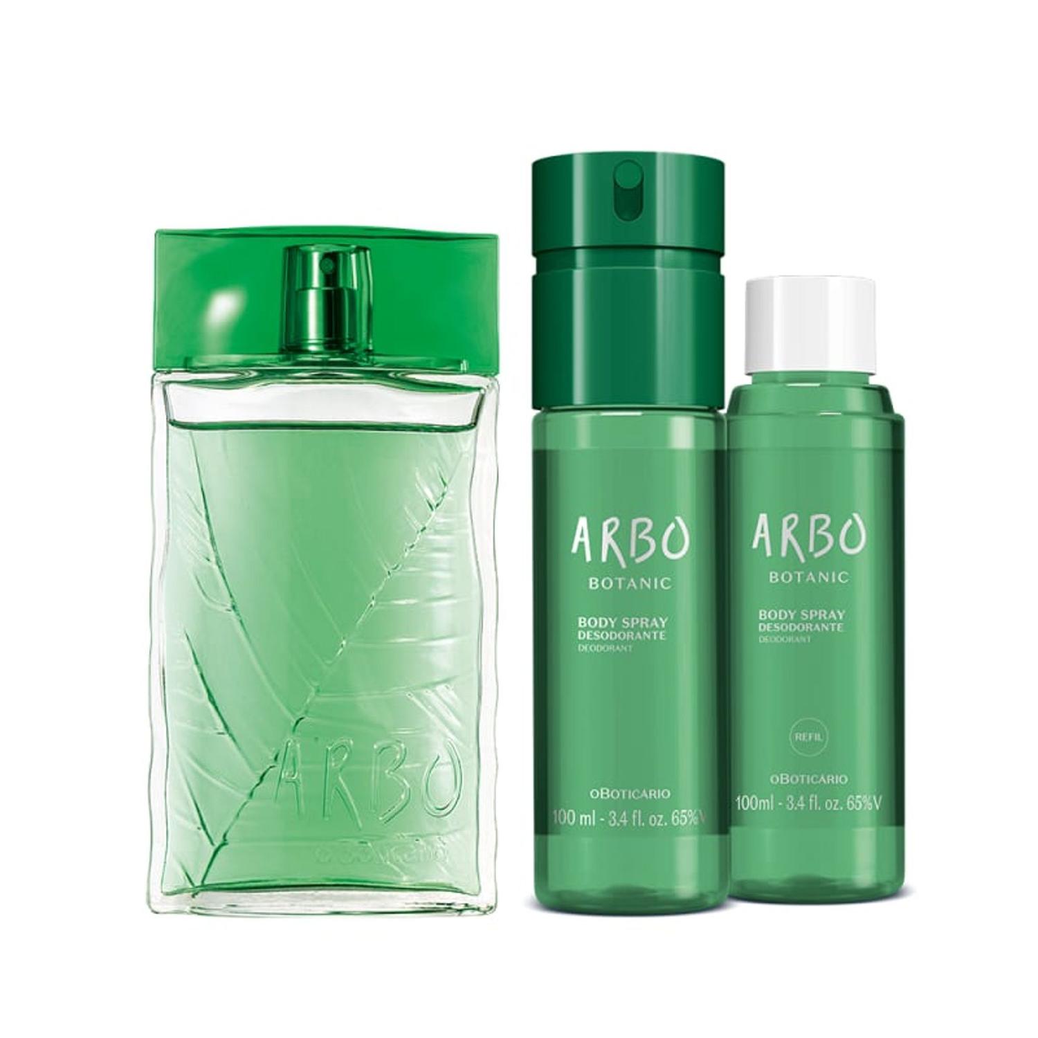 Combo Arbo Botanic: Desodorante Colônia 100ml + Body Spray 100ml + Refil Body Spray 100ml na oBoticário