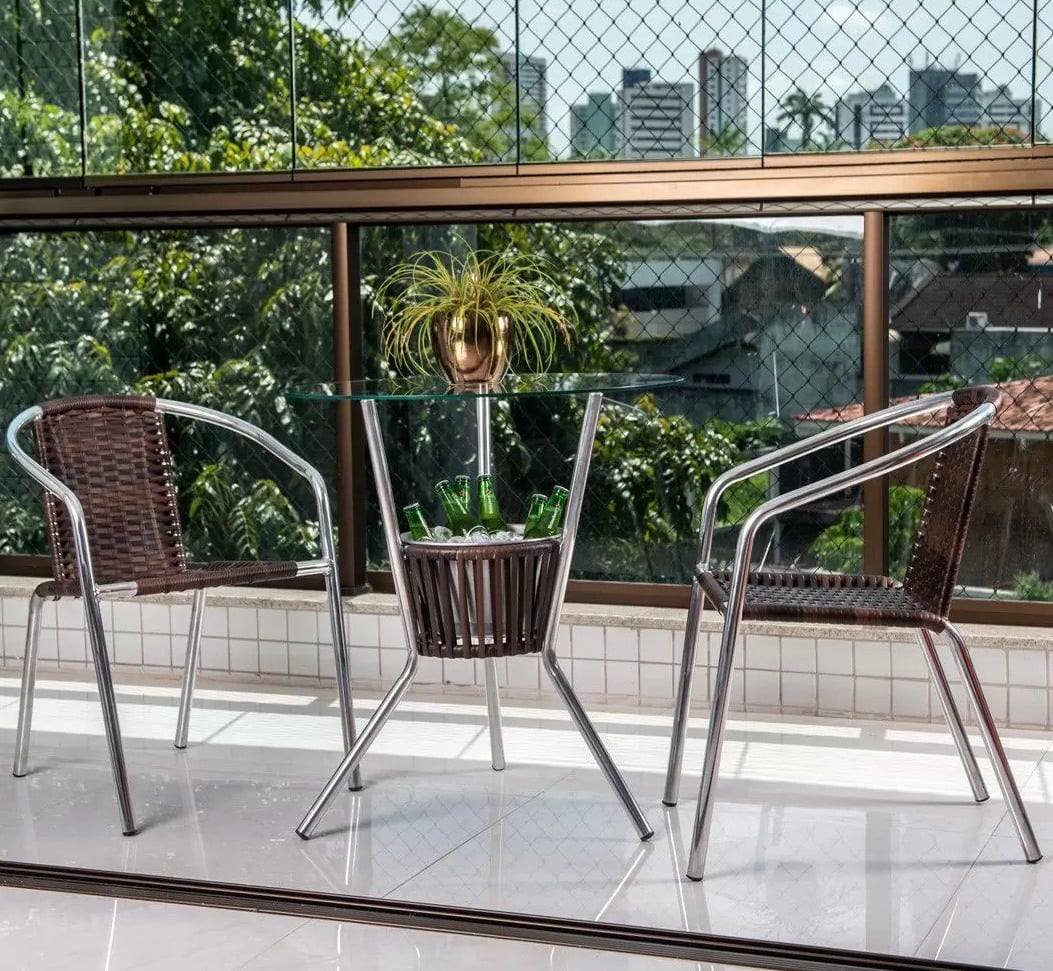 Conjunto de Mesa para Área Externa de Alumínio – com 2 Cadeiras Ios Móveis CJMB410992 na Magazine Luiza