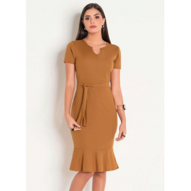 Vestido com Faixa Caramelo na Posthaus