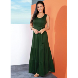 Vestido Longo Verde com Babados - Moda Pop na Posthaus