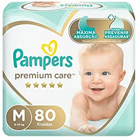 Fralda Pampers Premium Care M - 80 fraldas na Amazon