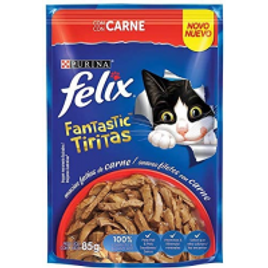 10 Unidades Nestlé Purina Felix Fantastic Tiritas Ração Úmida para Gatos Adultos Carne 85g na Amazon