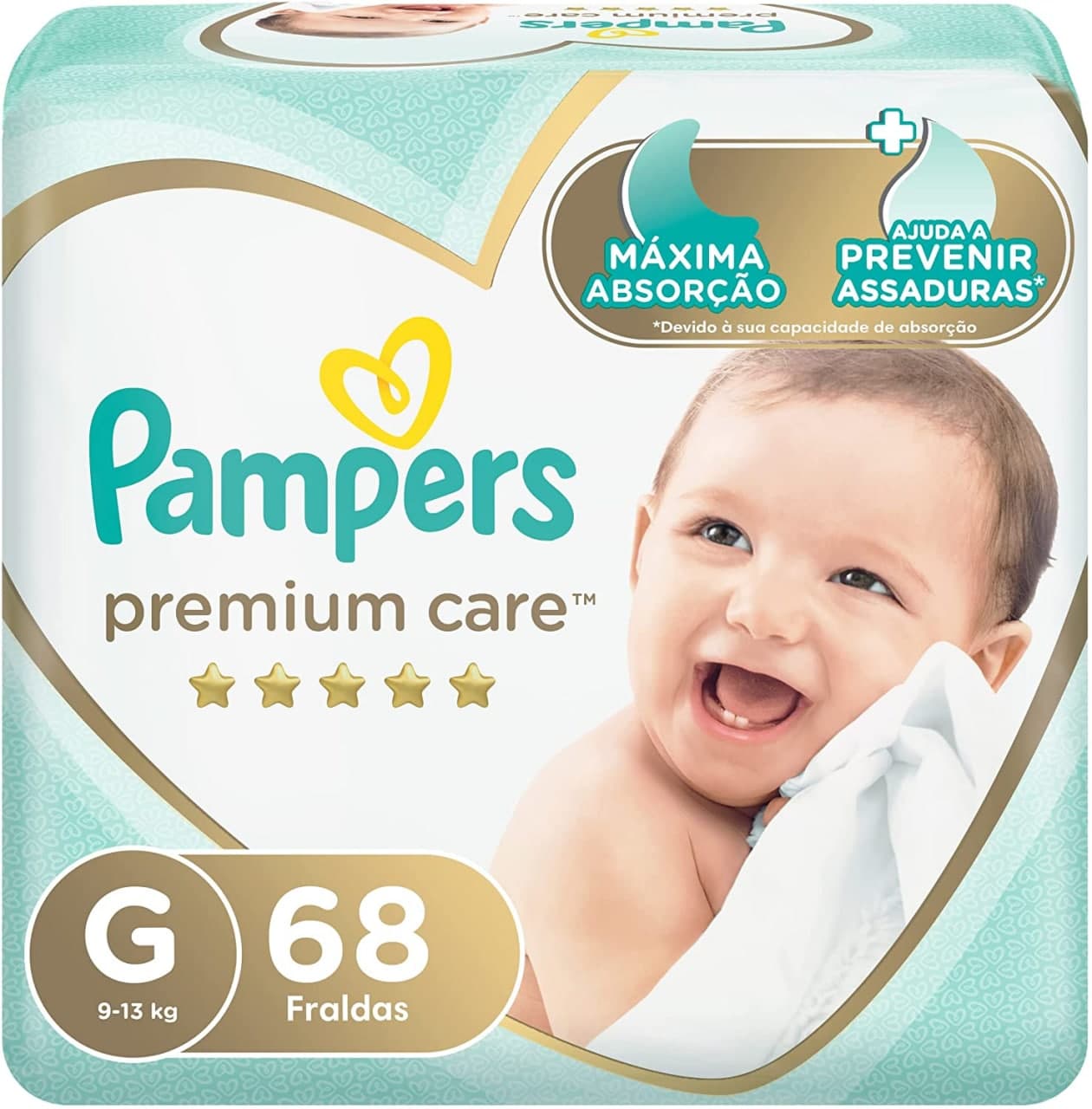Fralda Pampers Premium Care G – 68 fraldas na Amazon