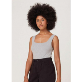 Regata Básica Feminina Decote Quadrado e Alças Largas Cinza - Hering na Posthaus