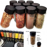 Kit 10 Potes Tempero De Vidro Tampa Dosadora Dupla + Etiquetas Lousa Brinde na Amazon