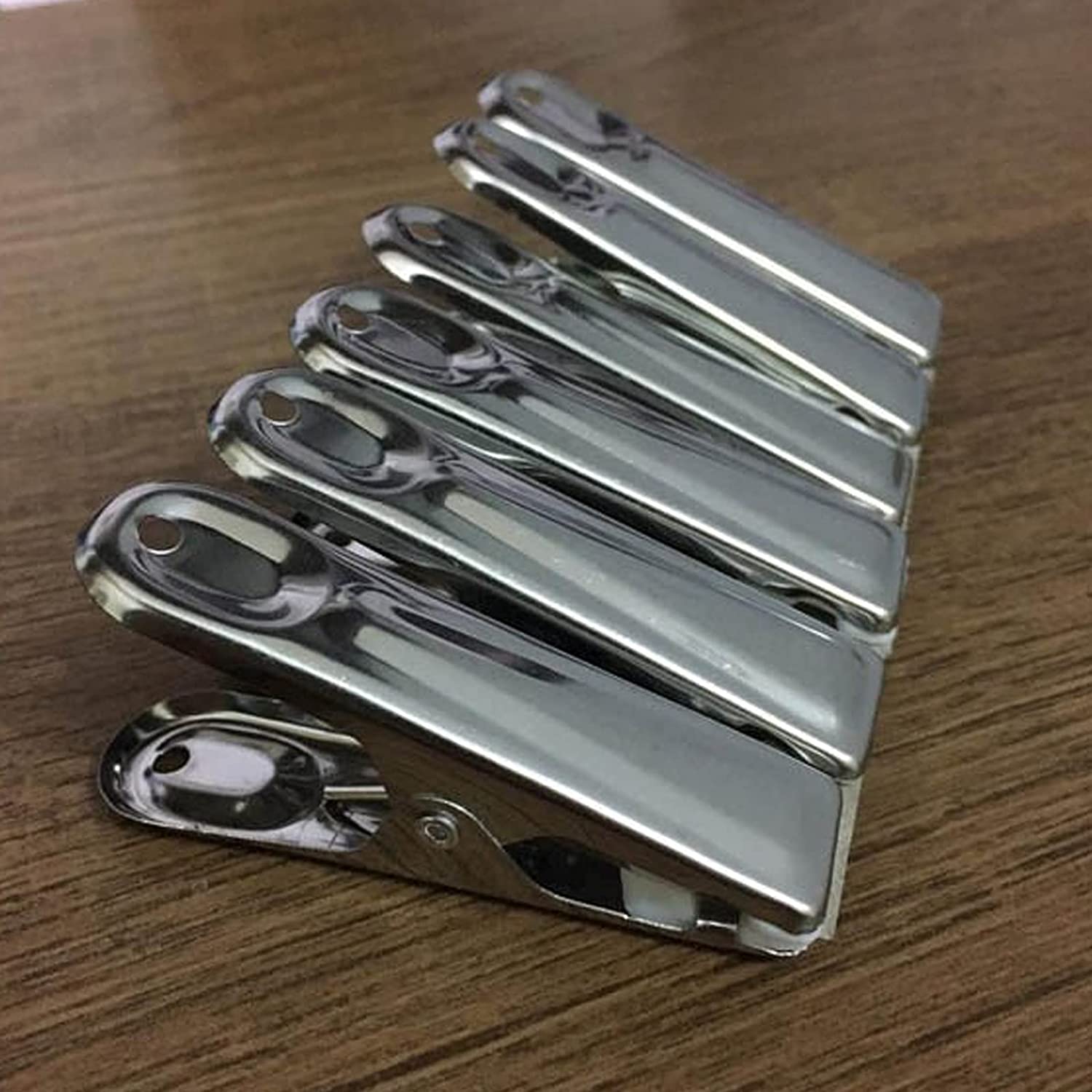 Mimo Style Jogo de 6 Prendedores de Embalagens em Inox, Mantém os Alimentos Frescos Por Mais Tempo, Impede a Entrada de Ar, Pode Ser Usado Também Em Lavanderias, Produto Leve e Fácil de Transportar na Amazon