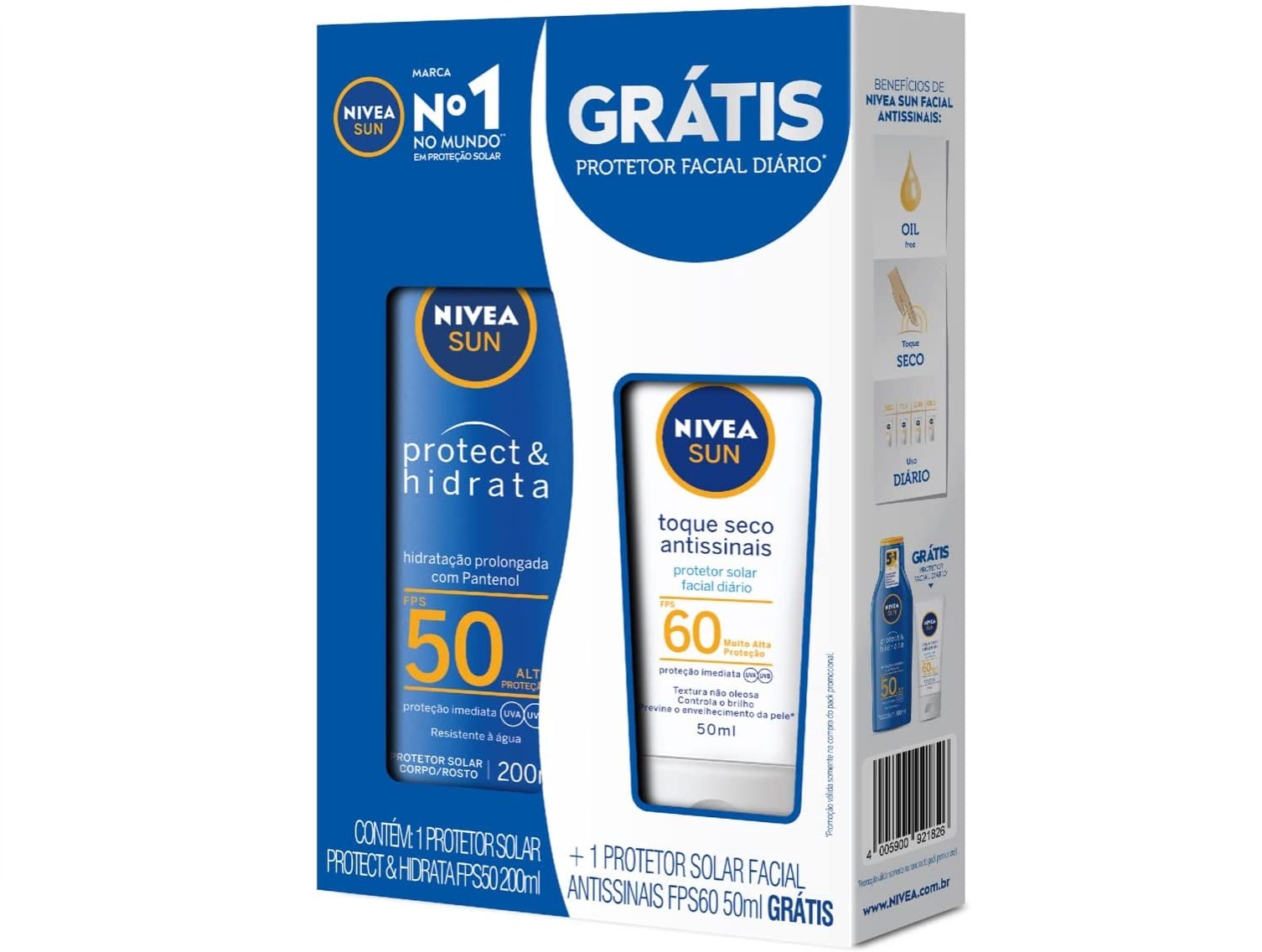 NIVEA SUN Kit Protetor Solar Protect & Hidrata FPS50 200ml + NIVEA SUN Facial FPS60 50gr, Nivea na Amazon