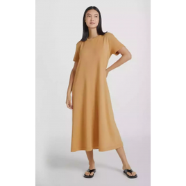 Vestido Hering Básico Midi Manga Curta na Outlet Espaço Hering