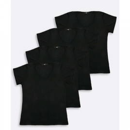 Kit 4 Blusas Feminina Básicas Manga Curta na Americanas
