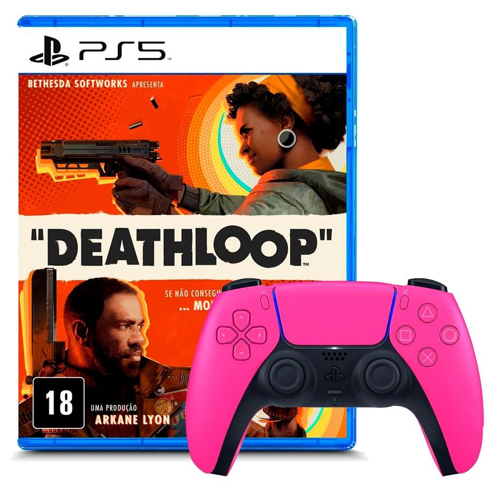 Kit Controle Sem Fio Sony PS5, DualSense, Nova Pink + Jogo Deathloop PS5 na KaBuM!