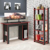 Combo Gamer Mesa para Computador e Estante Livreiro 4 Prateleiras Trevalla na Estrela10