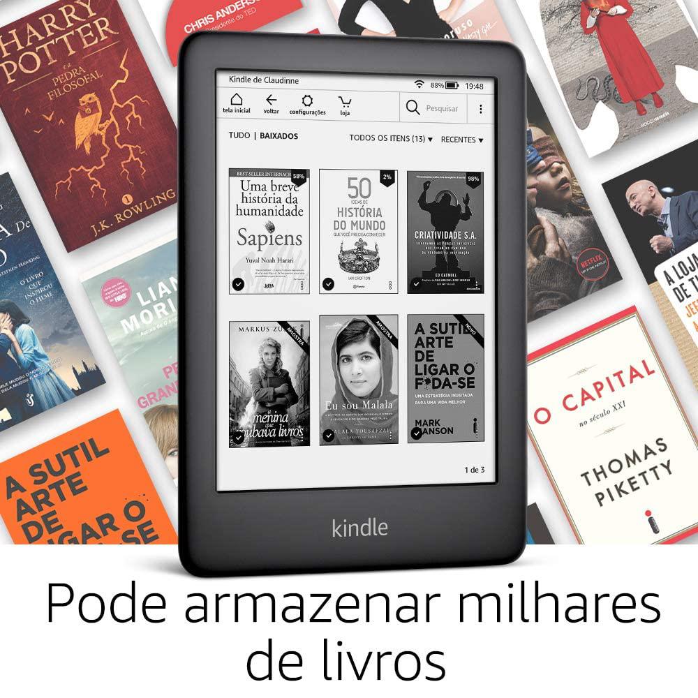 Kindle Amazon 10ª Geração com 8GB, Tela de 6” e Iluminação Embutida – Preto na Casas Bahia