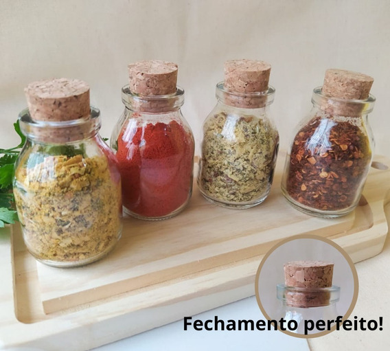 10 Porta Tempero Condimento Vidro Grosso C/Rolha Portuguesa na Amazon