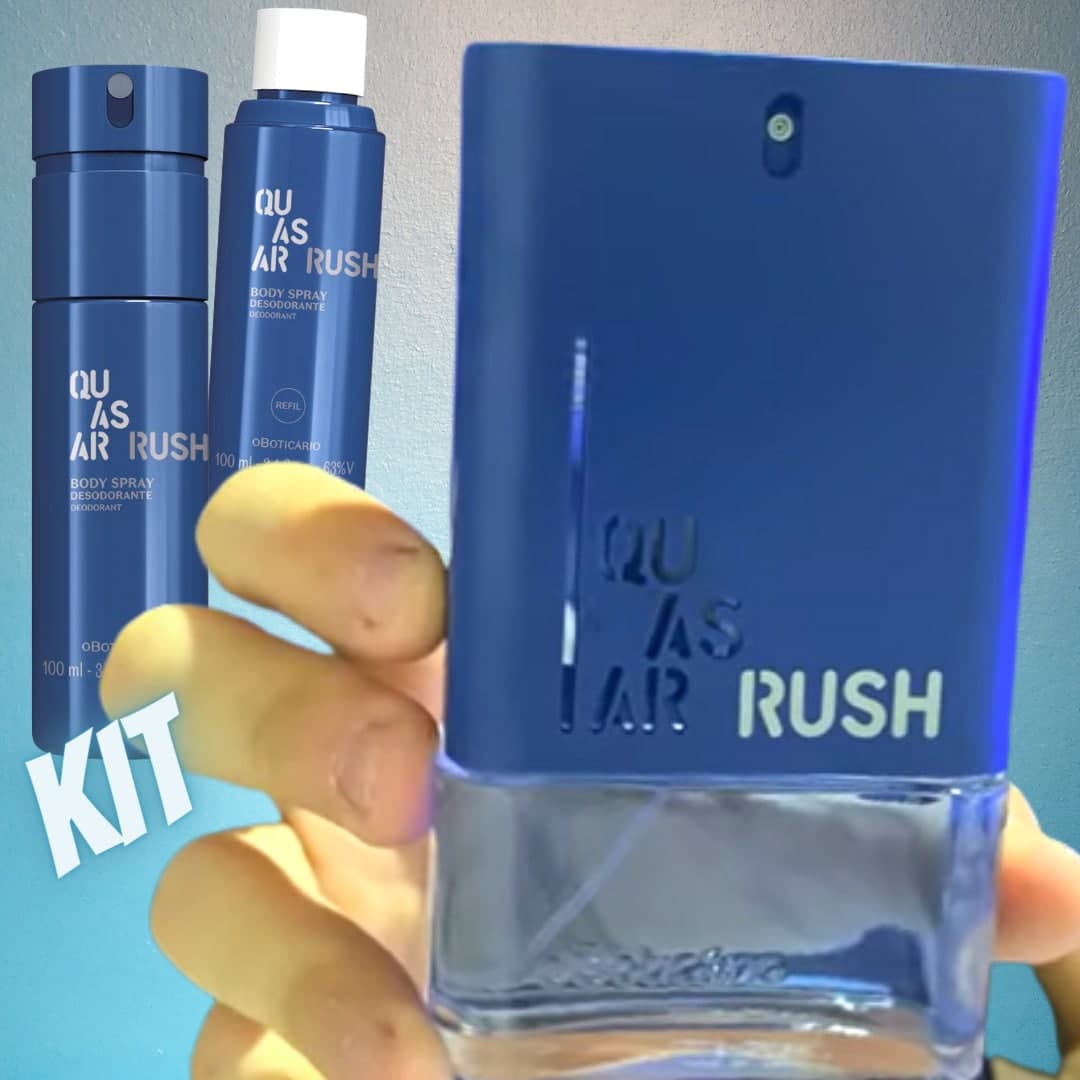 Combo Quasar Rush: Desodorante Colônia 100ml + Body Spray 100ml + Refil 100ml na oBoticário