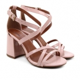 Sandália Griffe Salto Grosso Alto Tiras Verniz na Magazine Luiza