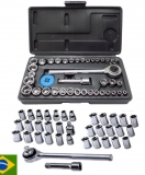 Jogo De Soquetes Chave Catraca 1/4 – 40 Titanium na Shopee