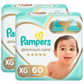 Fralda Pampers Premium Care Jumbo XG - 120 Unidades na Extra