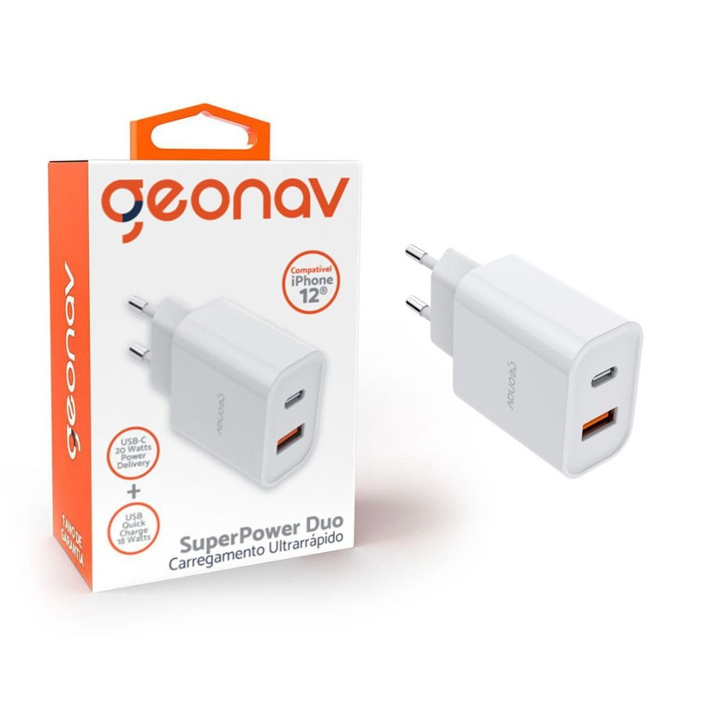 Carregador de Parede iOS Entrada USB-C Geonav - Super Power Duo Original na Magazine Luiza