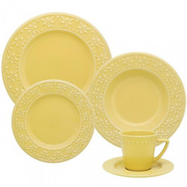 Aparelho De Jantar 20 Peças Mendi Sicília Amarelo Oxford na Estrela10