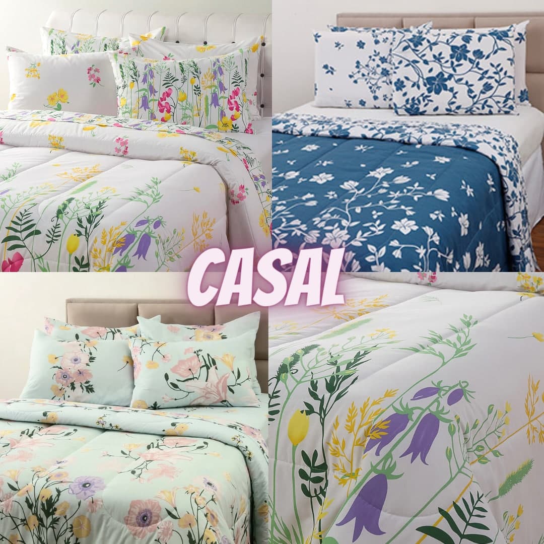 Enxoval Cama Casal 7 Peças 100% Algodão – Casa & Conforto ( 3 opções ) na Shoptime