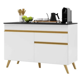 Balcão Cozinha Gabinete Pia 120 cm 2 Portas 1 Gaveta Veneza GW Multimóveis Branco na Camisaria Colombo