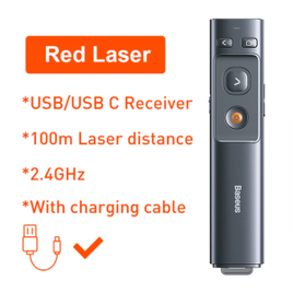 Apresentador Regarregável Laser Red Sem Fio Baseus RF2.4GHz Com Cabo Para Carga na Aliexpress
