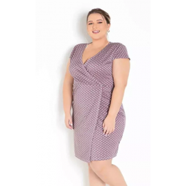 Vestido Poá Transpassado com Mangas Plus Size - Marguerite na Posthaus