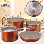 Conjunto de Panelas 4 peças com fundo de indução, 4,5cm de espessura, Unique, Cerâmic Life, Caramelo, BRINOX na Amazon