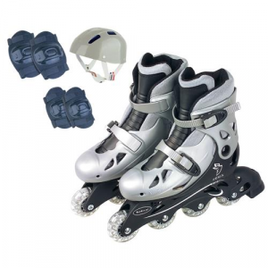 Kit Patins Ajustável Aces Fenix 34-37 AD01 - Cinza na Casas Bahia