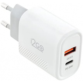 Carregador de Parede Ultra Rápido USB-C Power Delivery 20W + USB-A 18W - i2GO PRO na Amazon