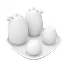 Kit De Galheteiros Germer De Porcelana Branco 5 Peças na Etna