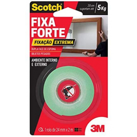 Fita Dupla Face 3M Fixa Forte Scotch Fixação Extrema - 24mmx2m na Amazon
