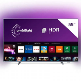 Smart TV Philips 55" 4K UHD AMBILIGHT 3 lados HDR10+ Dolby Vision Dolby Atmos Bluetooth Prata na Cartão Carrefour
