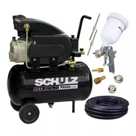 Compressor AR 8,5 Pés Pro 25l Schulz + Kit Pintura + Mangueira 10m na Ponto
