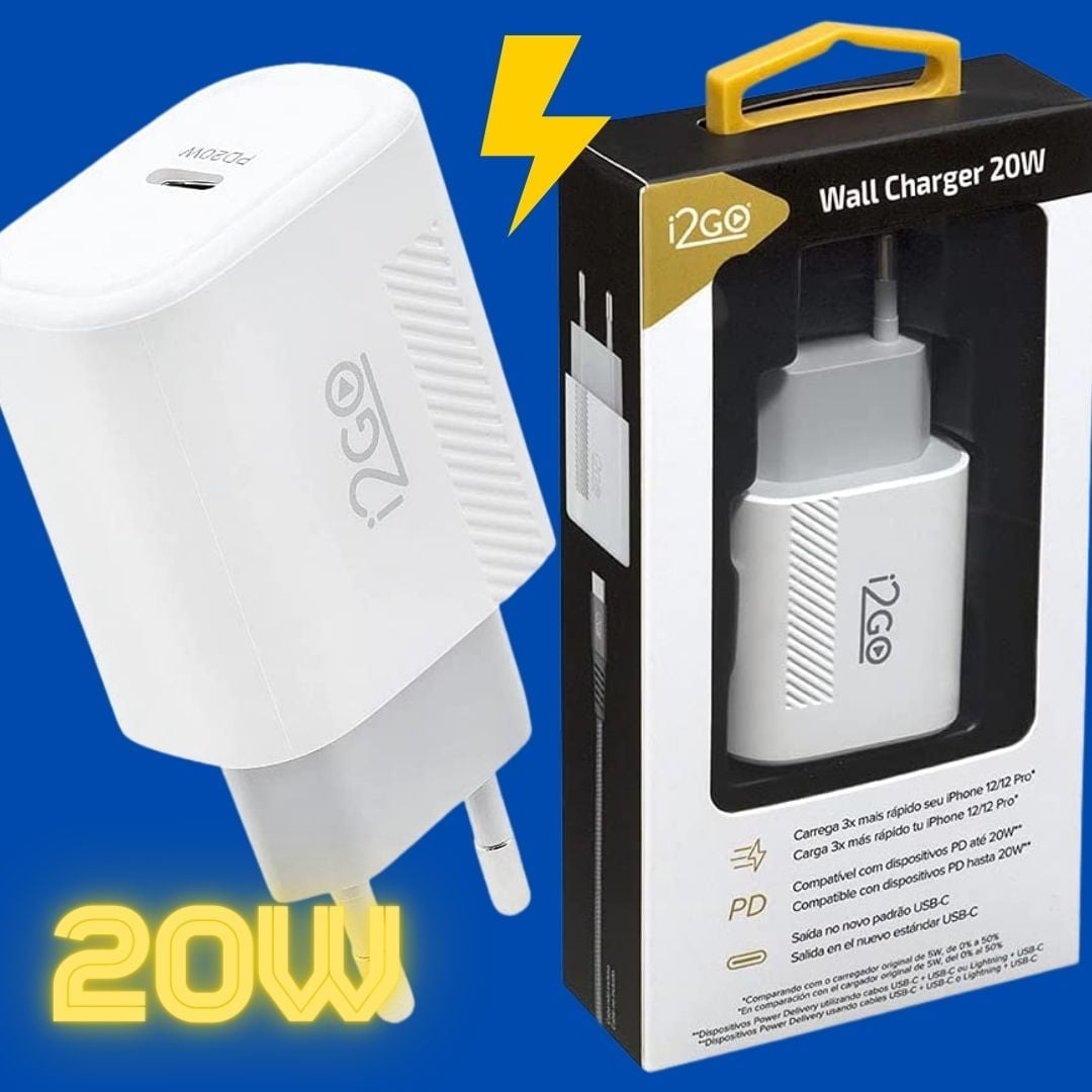 Carregador De Parede Ultra Rápido 20W Com 1 Saída USB-C Power Delivery I2GO - I2GO PRO Branco na Amazon