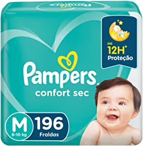 Fralda Pampers Confort Sec M 196 Unidades, Pampers na Amazon