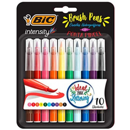 Caneta Hidrográfica BIC Intensity Brush Pens Ponta Pincel Traço Fino ou Grosso 10 Cores - 970926 na Amazon