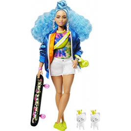 Boneca Barbie Fashionista Extra Cabelo Azul na Amazon