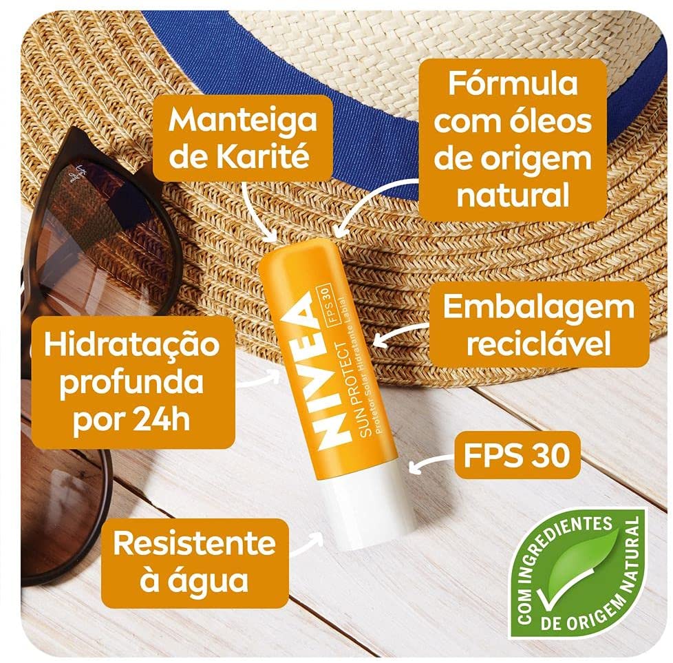 Protetor Labial Nivea Sun Protect Fps30 4,8G, Nivea, Branco, 4,8G na Amazon