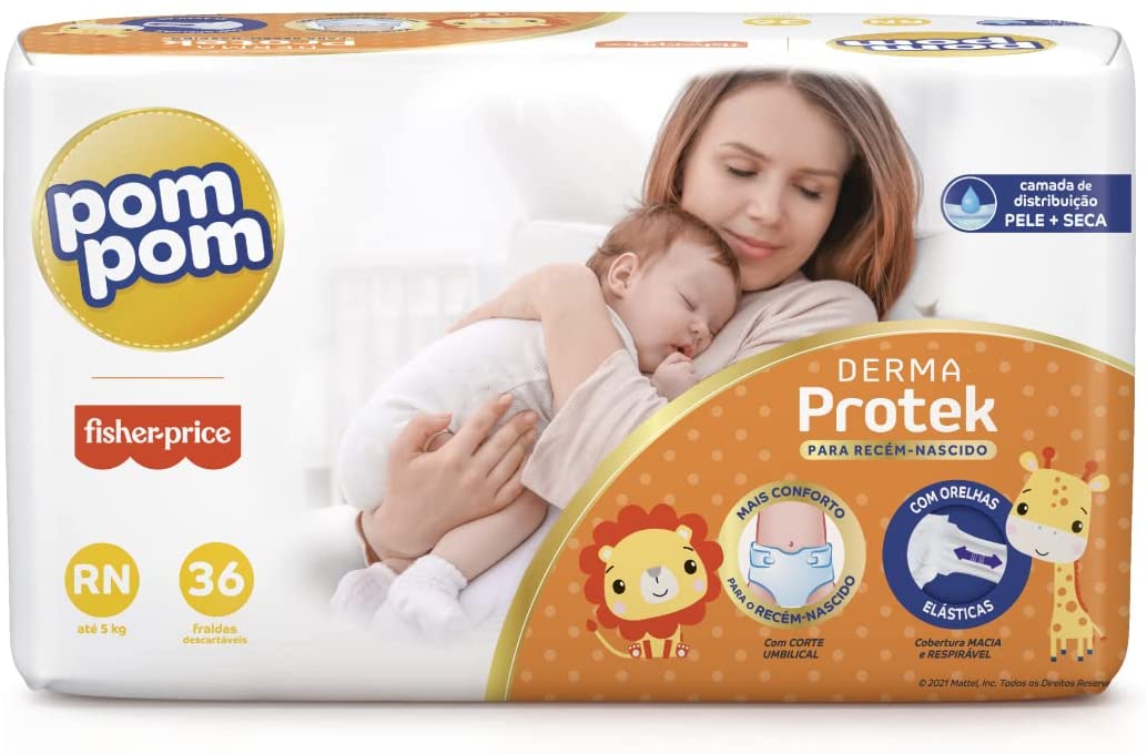Fralda Pom Pom Derma Protek, Pom Pom, Laranja, RN na Amazon