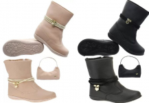 Bota Outono + Bolsinha Infantil Feminina Cano Curto Preto Nude Bege – Club Happy na Magazine Luiza