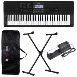 Kit Teclado Musical CT X800 CASIO 61 teclas MIDI/USB + Suporte X + Capa + Pedal + Fonte na Ponto