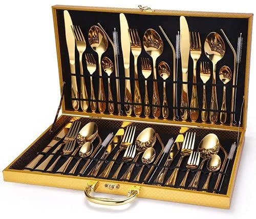 Faqueiro Aço Inox 42pçs Dourado Caixa Moderna Luxo Cor:Dourado na Amazon