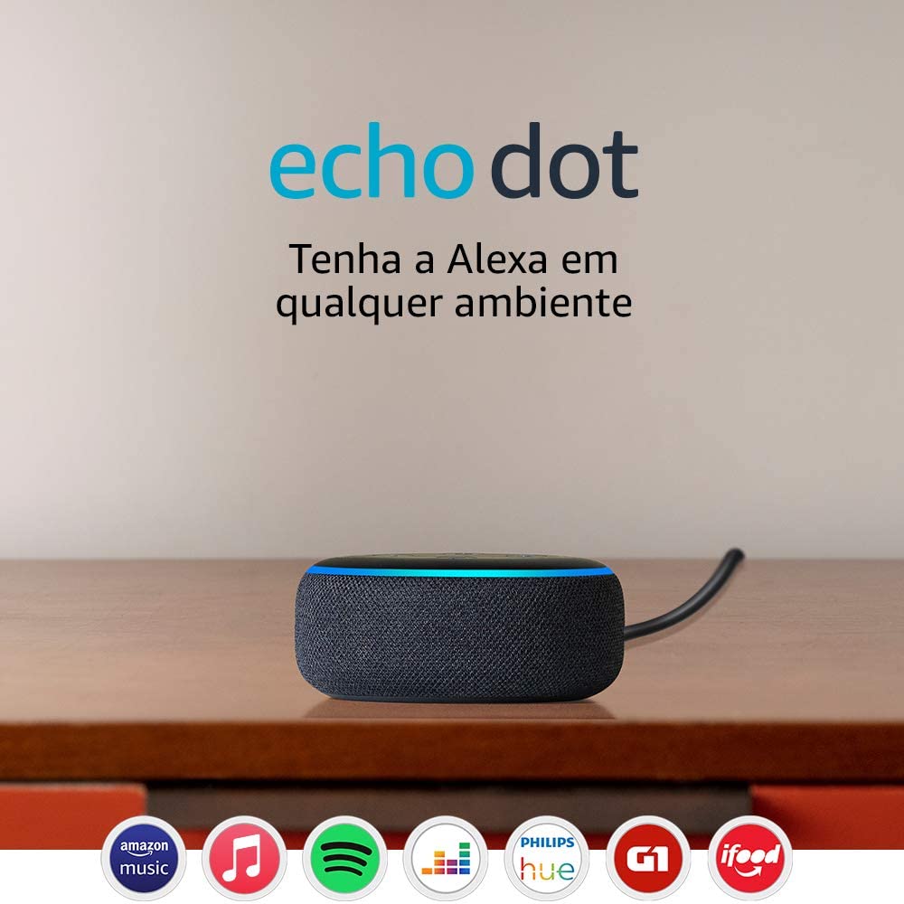 Smart Speaker Amazon Echo Dot 3ª Geração com Alexa – Preto na Ponto